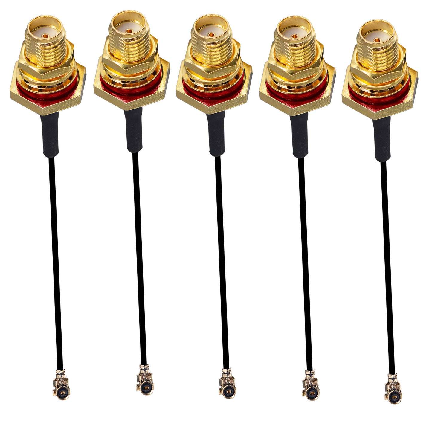 onelinkmore U.FL to SMA Female Pigtail, RF Coaxial Adapter with Red Sealing O-Ring & Large Hex Nut, 1.13mm Mini Coax for Internal M.2 WiFi Card, Drone FPV, Mini PC Pack of 5