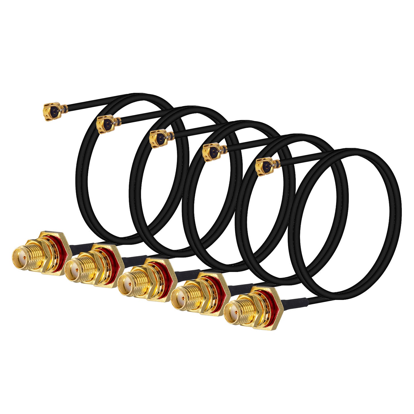 onelinkmore U.FL to SMA Female Pigtail, RF Coaxial Adapter with Red Sealing O-Ring & Large Hex Nut, 1.13mm Mini Coax for Internal M.2 WiFi Card, Drone FPV, Mini PC Pack of 5