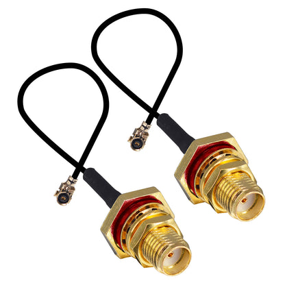 U.FL to SMA Female Bulkhead WiFi Pigtail Cable, 1.13 mm, 10 cm, for Mini PCI Cards, 50-Pack