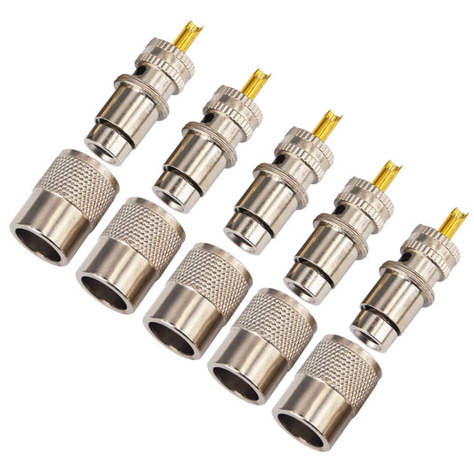 onelinkmore PL259 UHF Male Solder Coax Connector for RG8x RG8 RG59 LMR-400 RG213 Coax Cable, Gold Plated RF Adapter Plug for Ham Radio Antenna, CB, Marine VHF Low Loss PTFE Pack of 5