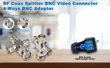 RF Coax Splitter BNC Video Connector 4-Ways BNC Adapter BNC male to 3 Ways BNC female for Broadcast SDR Ham Radio Electronics CCTV Systems Extension Cable BNC Tee Connectors T-Shaped Pack of 2