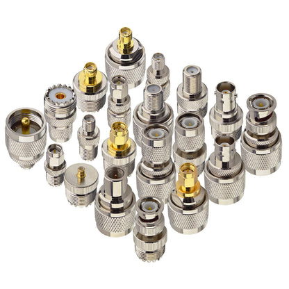 20-Piece UHF RF Adapter Kit, PL-259/SO-239 to SMA, BNC, MCX, FME, F, TNC & Mini-UHF for Ham/CB Radio & SDR