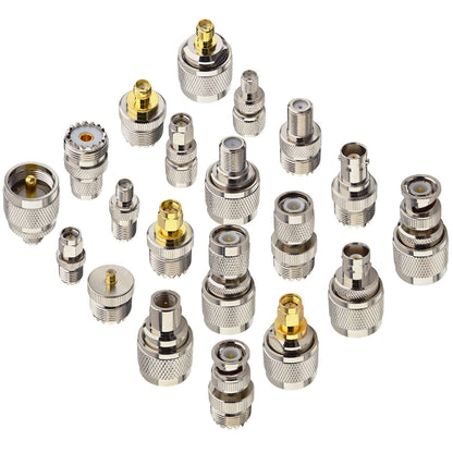 20-Piece UHF RF Adapter Kit, PL-259/SO-239 to SMA, BNC, MCX, FME, F, TNC & Mini-UHF for Ham/CB Radio & SDR
