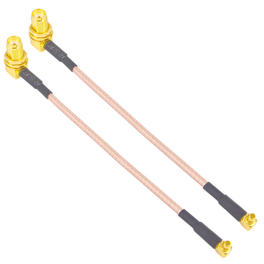 2 Pieces SMA Female bulkhead Right angle with nut to MMCX male Right angle RG316 12cm Pigtail Cable