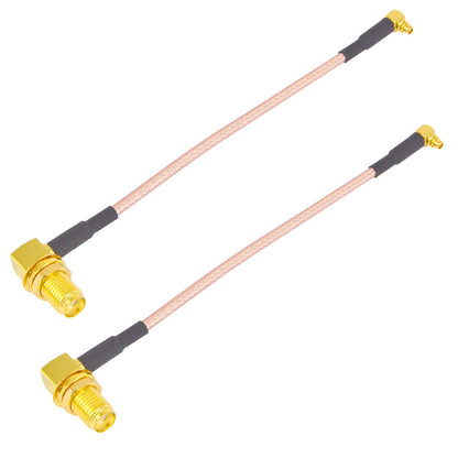 2 Pieces SMA Female bulkhead Right angle with nut to MMCX male Right angle RG316 12cm Pigtail Cable