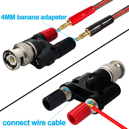 onelinkmore BNC Male Plug to 2X 4mm Dual Banana Female Jack Socket Binding Post RF Coax Coaxial Splitter Connector BNC Banana Adapter for HF Radio Antennas Oscilloscope DVM Pack of 2