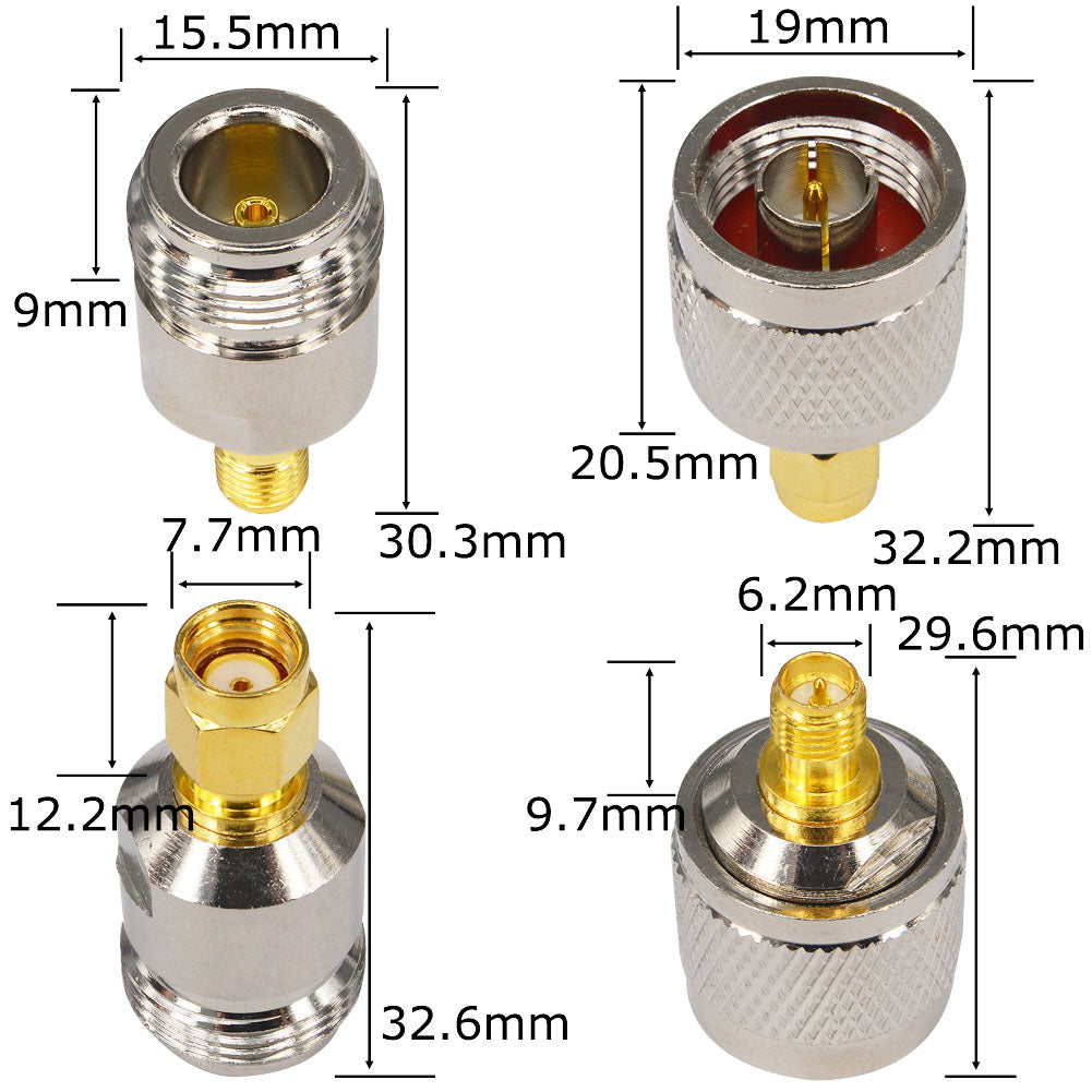 onelinkmore 4-Piece N to RP-SMA Adapter Kit, N Male/Female to RP-SMA Male/Female Connector for WiFi Router, Helium Miner Hotspot (Bobcat/Sensecap), Wireless Access Point - NOT for TV or Standard SMA