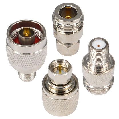 N to F Adapter Kit, Male/Female RF Connectors for RG6, SDR, Scanners & Cellular Boosters, 4-Piece