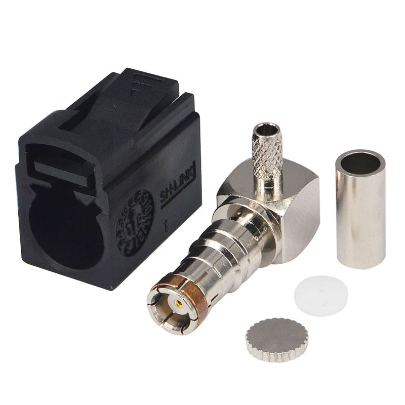 10 PCS Fakra A Black /9005 Jack Female Right Angle Connector Radio without Phantom Supply Crimp for Cable RG316 RG174 LMR100