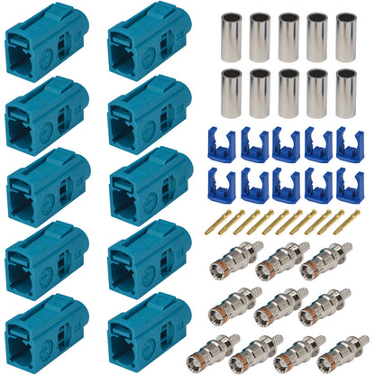 onelinkmore GPS Antenna Fakra Adapter Fakra Z Female Crimp Connector Fakra Z Waterblue/5021 Connector Coding Crimp for RG316 RG174 LMR100 Pack of 10