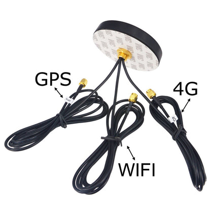 4G LTE WiFi GPS Antenna Combined Antennas Magnet and Adhesive Mount 3 Leads Antenna Triple SMA Male Connector 1.5M for Navigation Head Unit Car Telematics 4G LTE Mobile System