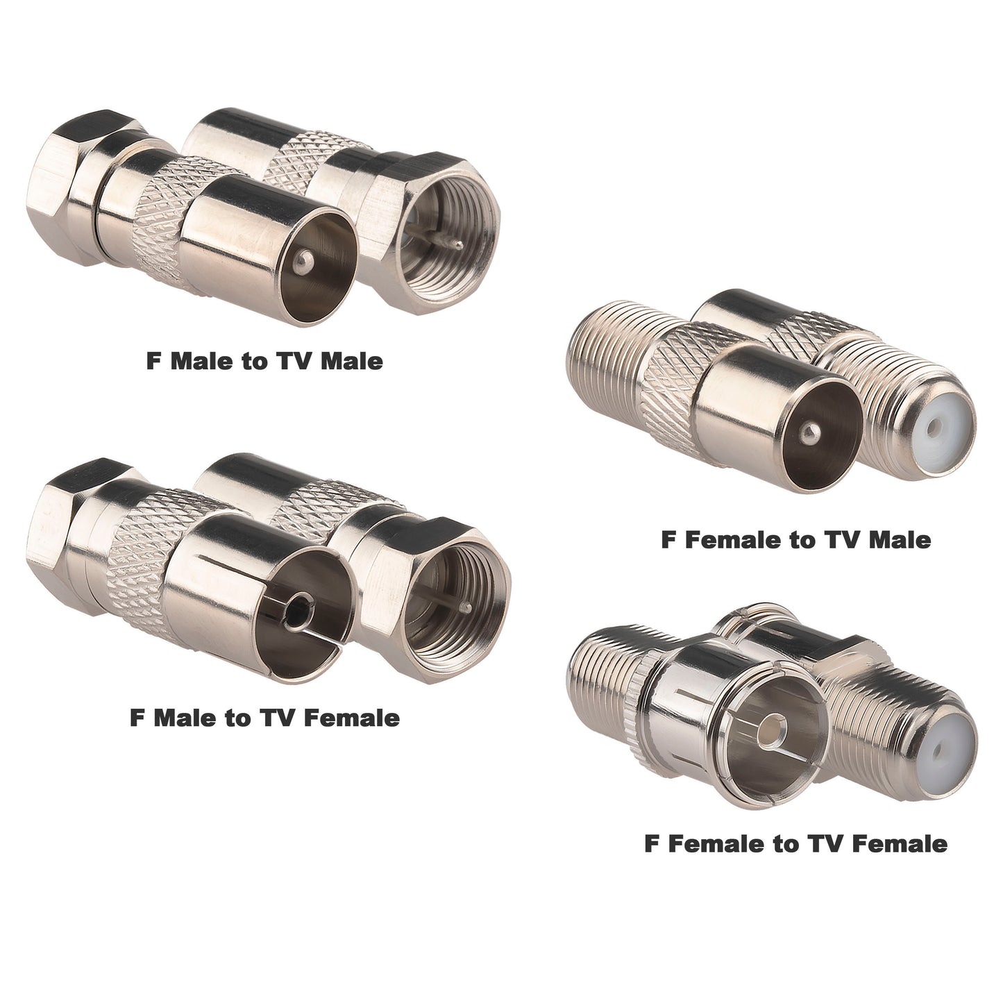 onelinkmore TV PAL Antenna Aerial Adapter,F to PAL Adapter Kit F Female Male to Pal Male Female Coax Coupler Coaxial Cable Connector Kit for Tuner Satellite FM Coax Cable Extender Antenna