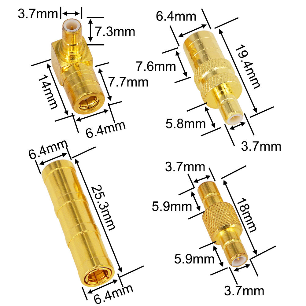 SMB to SMB Antenna Adapter Kit 4 Type SMB Male Female Coax Adapter for Car Truck Satellite Radio DAB Radio Antenna
