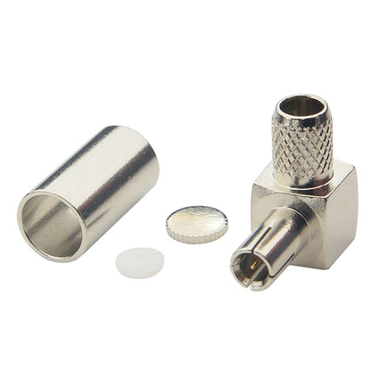 10 Pieces TS9 Male Crimp Right Angle RF Coaxial Connector for RG58 LMR195 Cable 50ohm