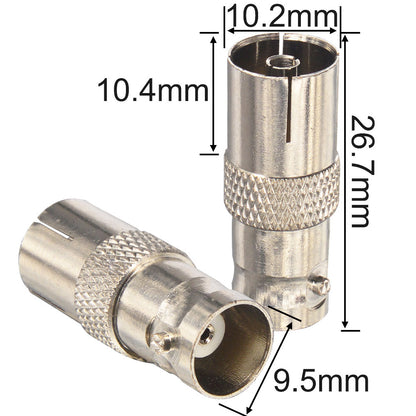 onelinkmore BNC Female Jack to IEC PAL DVB-T TV Female Jack RF Coaxial Adapter Connectors Pack of 2