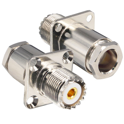 UHF Female Type SO239 Connectors Attach Adapter End Connector LMR400/RG8/ RG213 Pack of 2