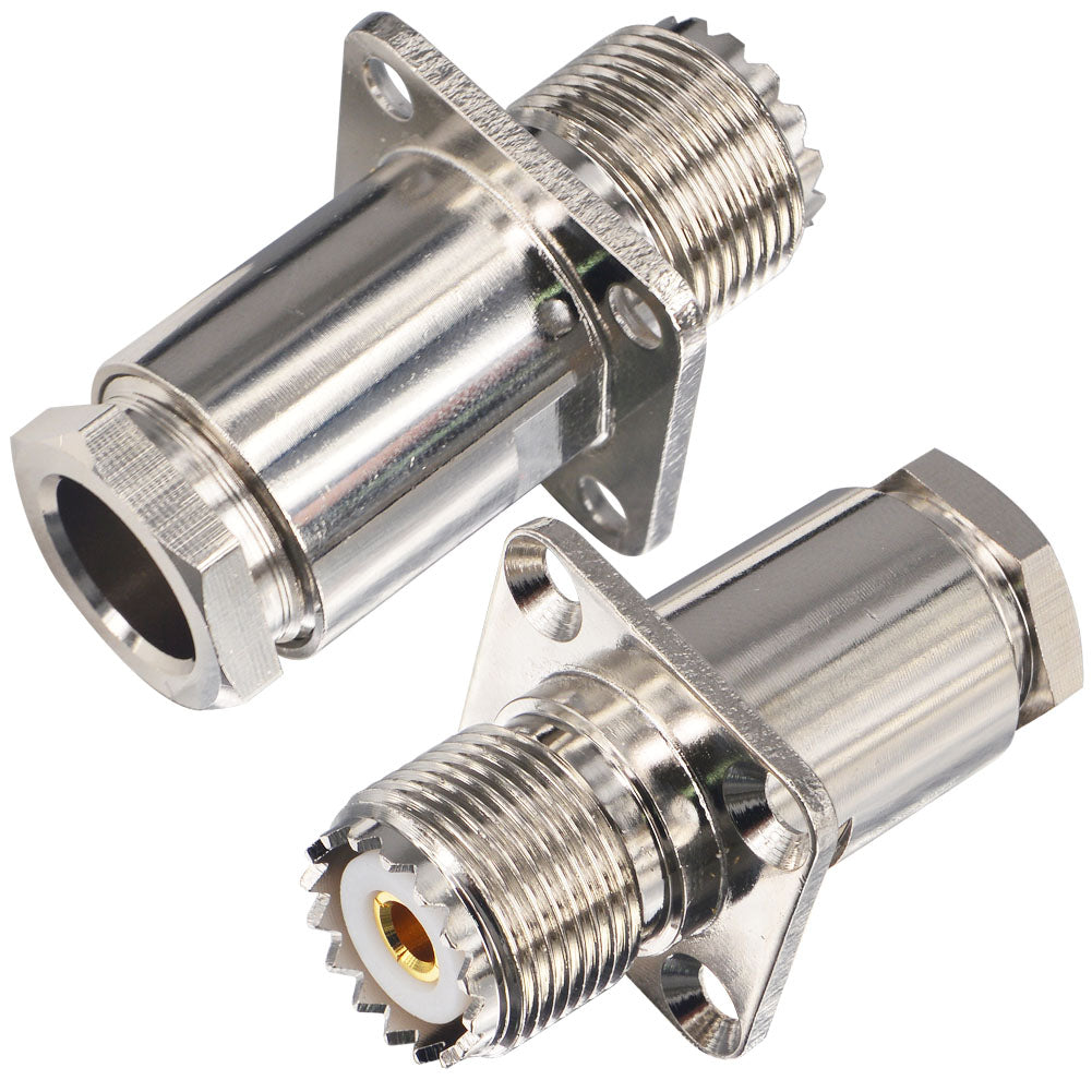UHF Female Type SO239 Connectors Attach Adapter End Connector LMR400/RG8/ RG213 Pack of 2