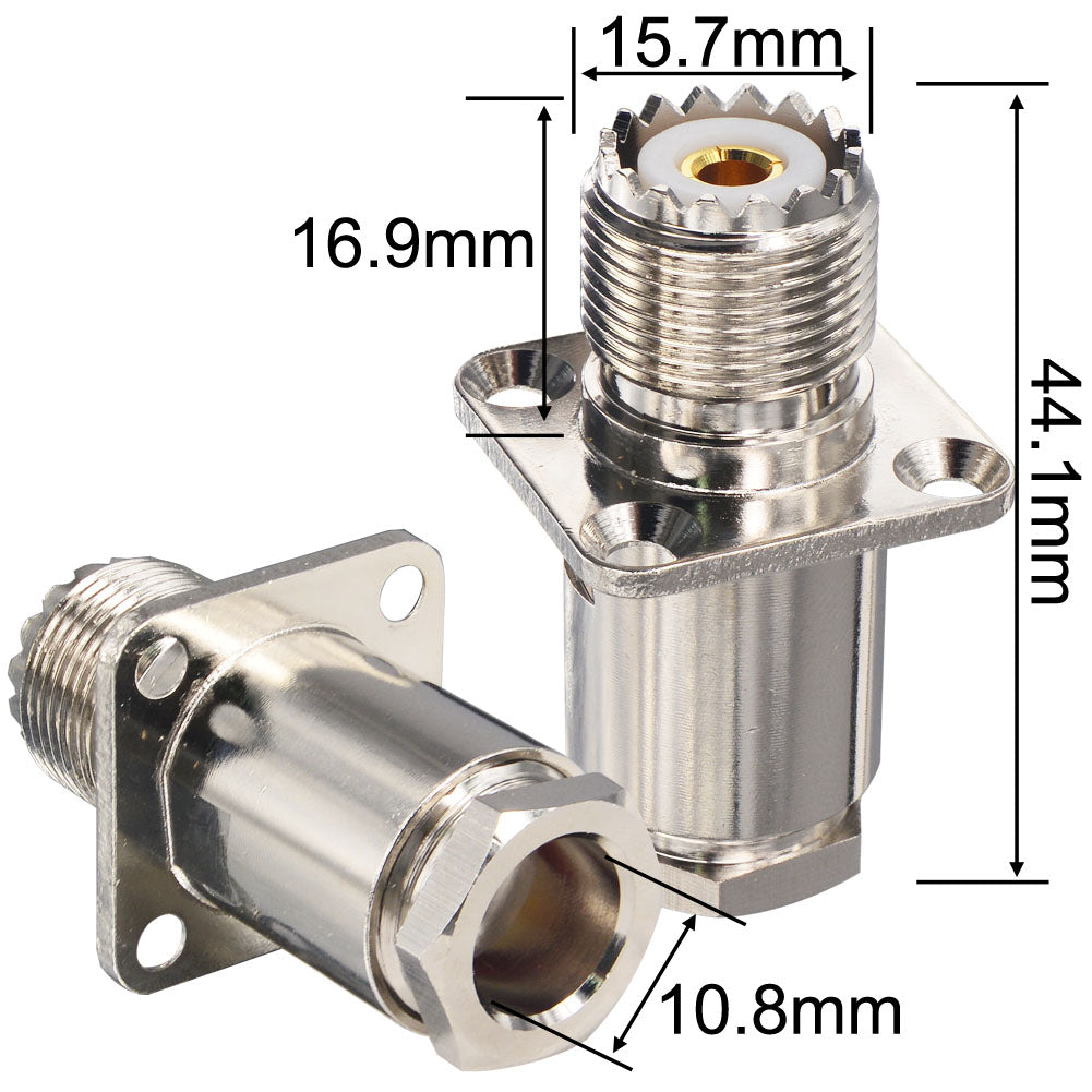 UHF Female Type SO239 Connectors Attach Adapter End Connector LMR400/RG8/ RG213 Pack of 2