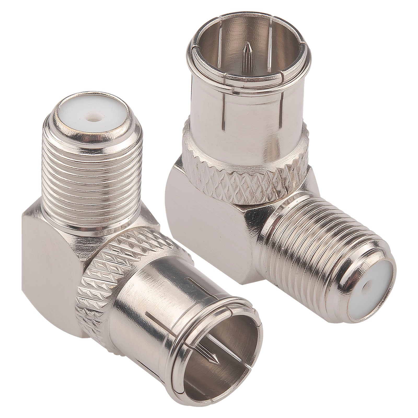 Push On Adapter F Male to Female Right Angle Coax connectors Type F Adapters Push on C ...