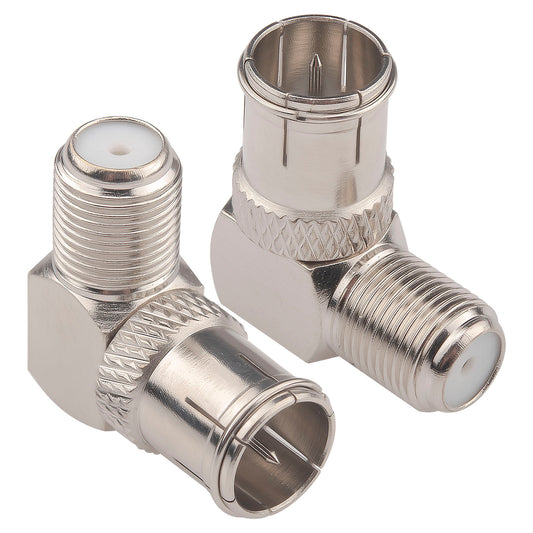 F Male to Female Right Angle Coax connectors Type F Adapters Push on Coaxial Quick Connect RG6 Connectors for Wall Mounted TV,Wall Plate, Cabinet, RV TV and Coaxial Cable Connection Pack of 2