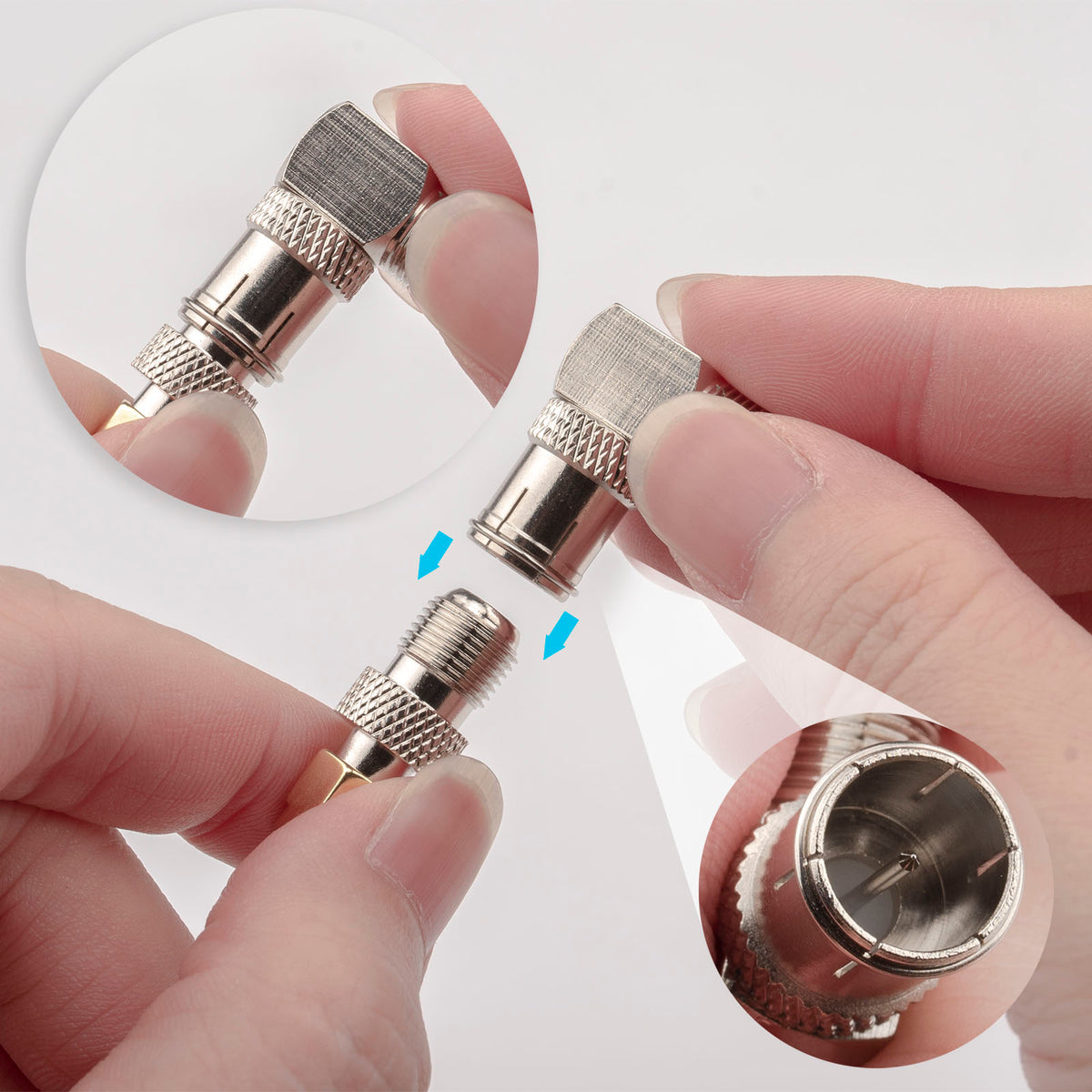 F Male to Female Right Angle Coax connectors Type F Adapters Push on C ...
