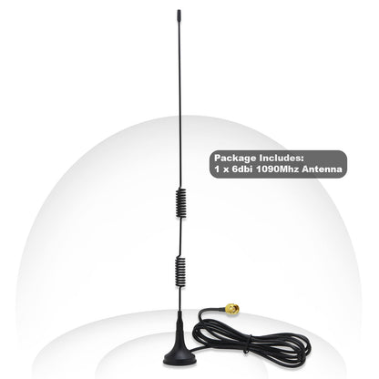 ADS-B SDR Radio Antenna 900-1800MHz/Compatible with 978MHz&1090MHz, for SDR, FPV, Ham Radio Receiver/6DBi SMA Male 1.5M Cable Magnetic Base Omni Antenna for RTL-sd r USB Dongle Tuner Receiver