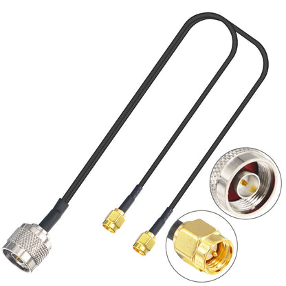 onelinkmore External Antenna Adapter Cable Pigtail N Type Splitter Cable N Male to Dual SMA Male Cable N-Type Adapter Cable V Type 50ohm 30cm