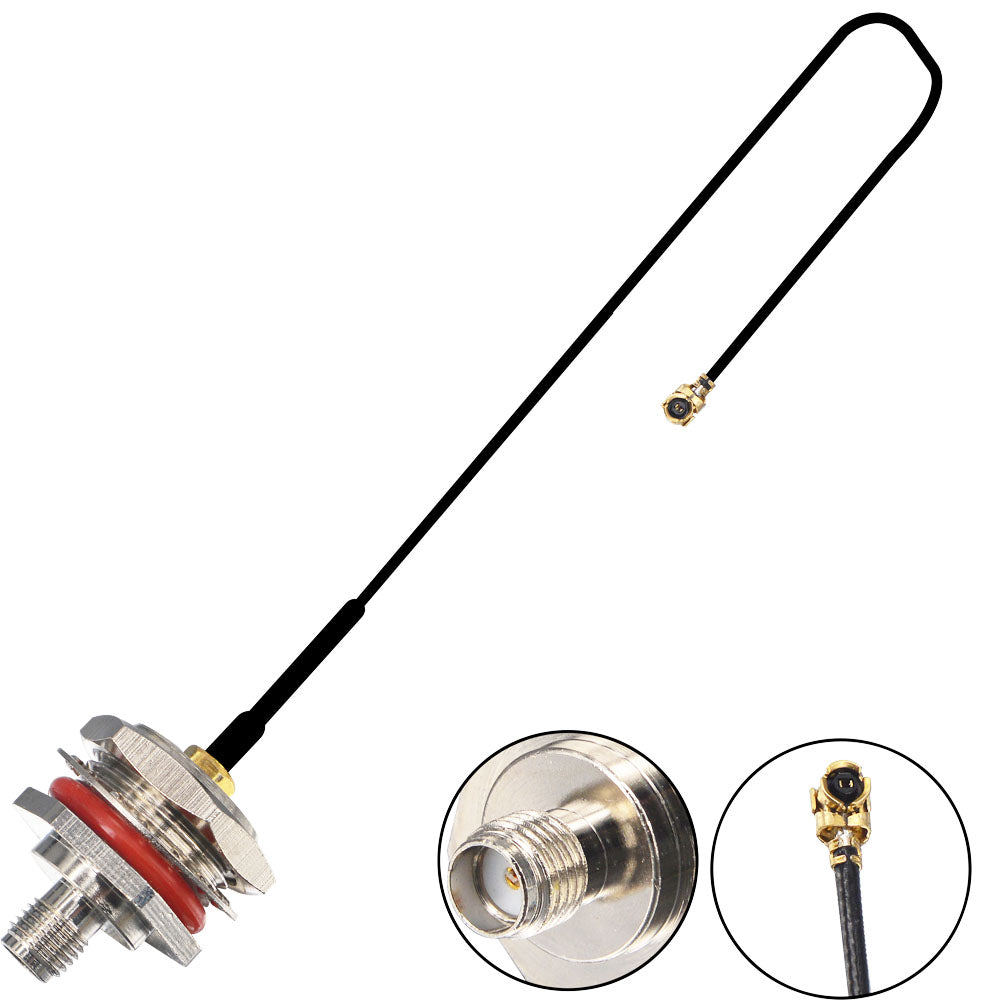 onelinkmore SMA Pigtail Cable UFL to SMA Female Jack Coupling Nut Hole Bulkhead Straight O-Ring Coaxial Cable 1.13 Cable Pack of 2