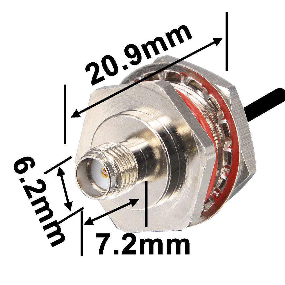onelinkmore SMA Pigtail Cable UFL to SMA Female Jack Coupling Nut Hole Bulkhead Straight O-Ring Coaxial Cable 1.13 Cable Pack of 2