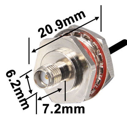 onelinkmore SMA Pigtail Cable UFL to SMA Female Jack Coupling Nut Hole Bulkhead Straight O-Ring Coaxial Cable 1.13 Cable Pack of 2