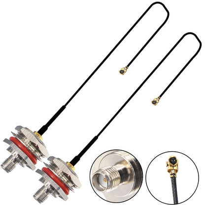 onelinkmore SMA Pigtail Cable UFL to SMA Female Jack Coupling Nut Hole Bulkhead Straight O-Ring Coaxial Cable 1.13 Cable Pack of 2