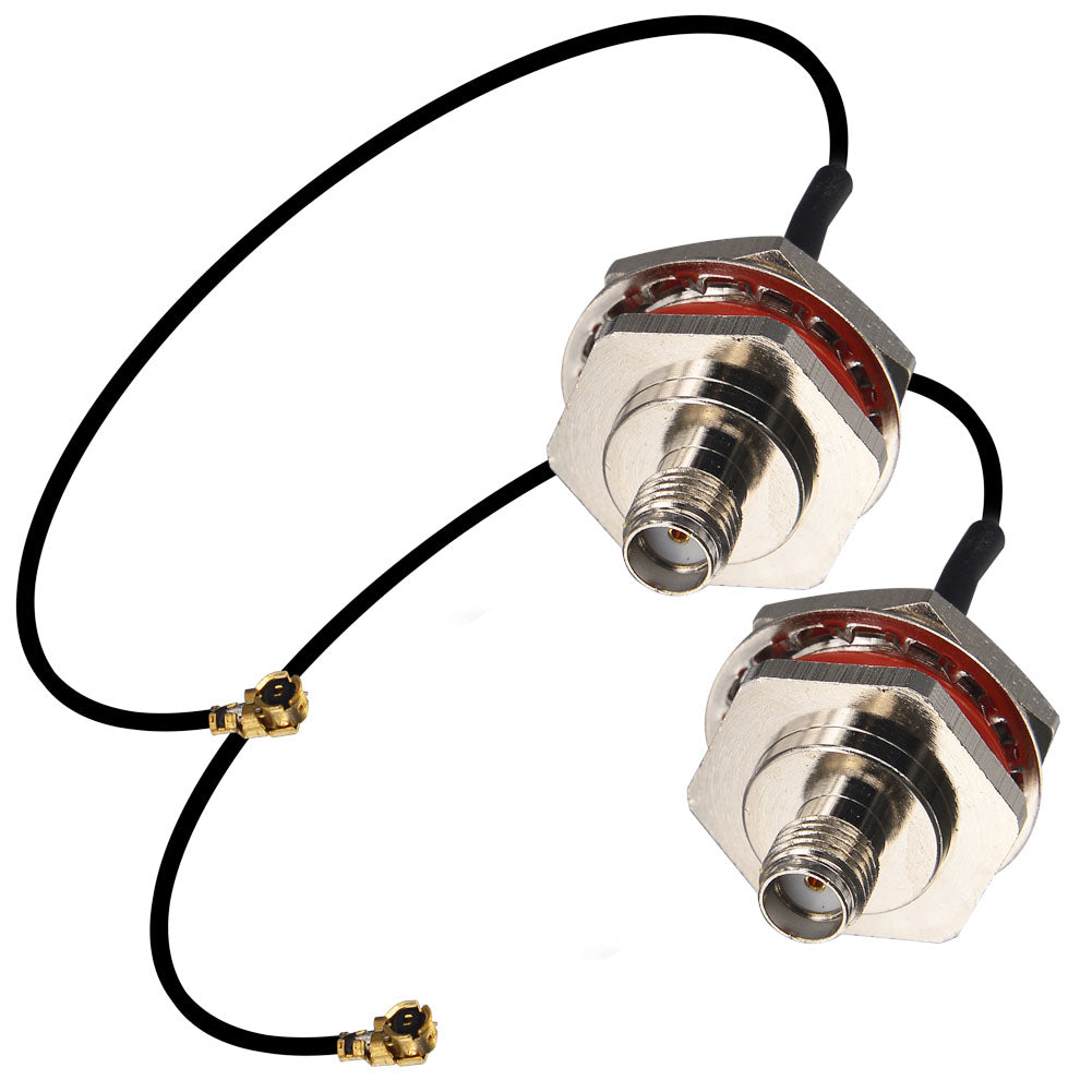 onelinkmore SMA Pigtail Cable UFL to SMA Female Jack Coupling Nut Hole Bulkhead Straight O-Ring Coaxial Cable 1.13 Cable Pack of 2