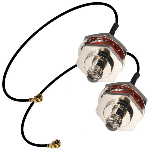 onelinkmore SMA Pigtail Cable UFL to SMA Female Jack Coupling Nut Hole Bulkhead Straight O-Ring Coaxial Cable 1.13 Cable Pack of 2