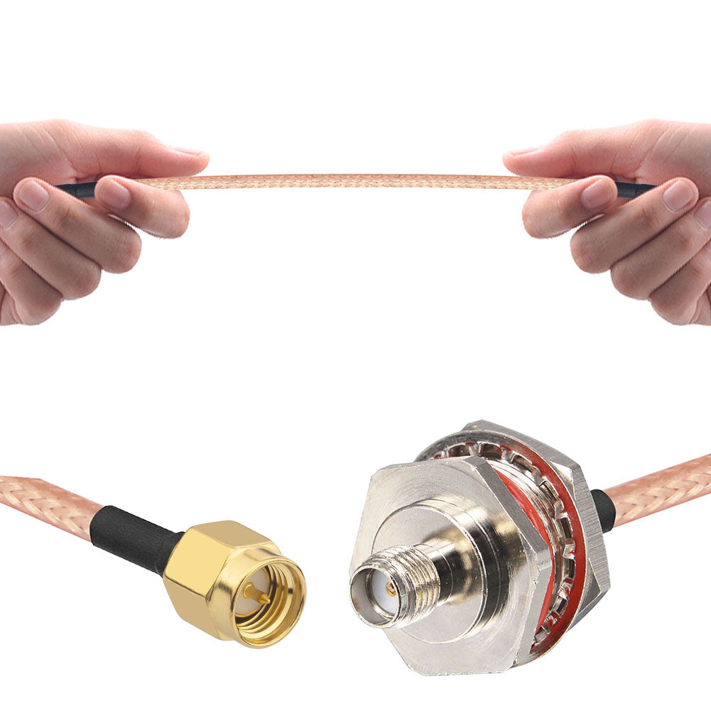 Waterproof SMA Extension Cable SMA Male to SMA Female Bulkhead Mount with O-Ring M16, Low Loss Coaxial Jumper Compatible with Kenwood Yaesu Marine Radio, SDR Dongle, 4G LTE Antenna Pack of 2