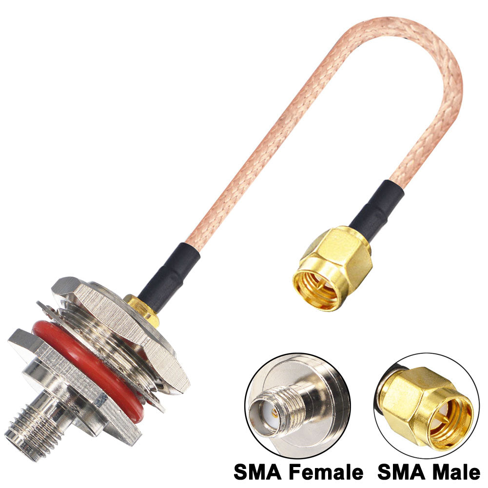Waterproof SMA Extension Cable SMA Male to SMA Female Bulkhead Mount with O-Ring M16, Low Loss Coaxial Jumper Compatible with Kenwood Yaesu Marine Radio, SDR Dongle, 4G LTE Antenna Pack of 2