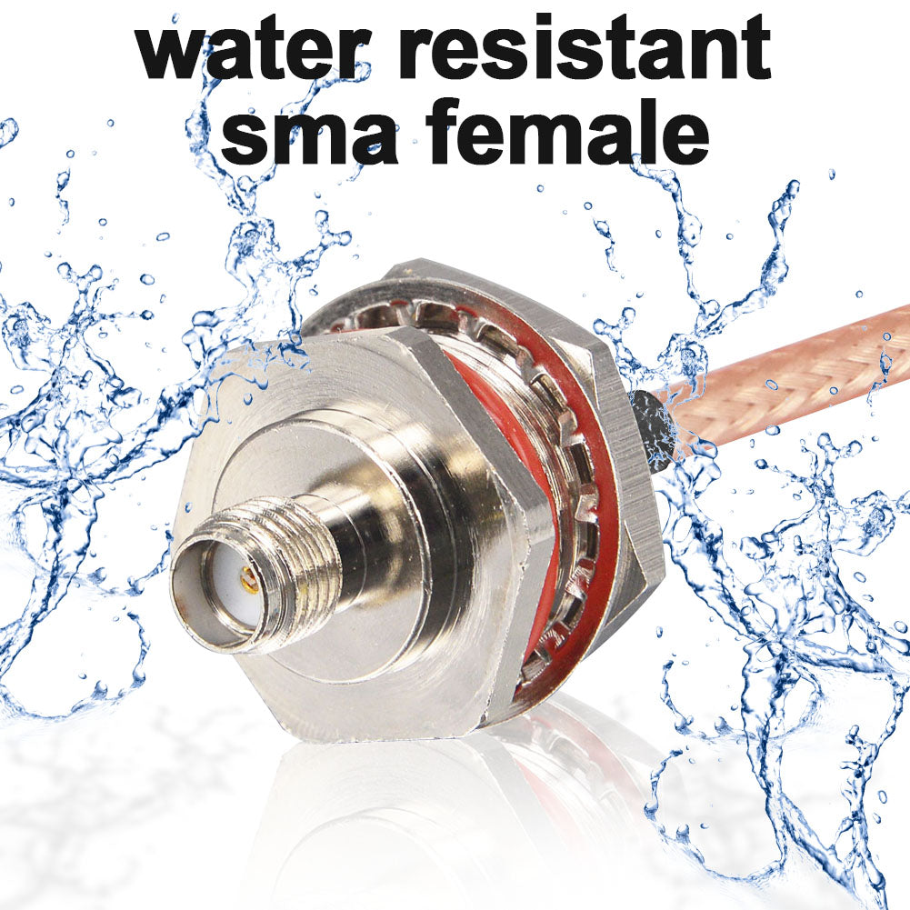 Waterproof SMA Extension Cable SMA Male to SMA Female Bulkhead Mount with O-Ring M16, Low Loss Coaxial Jumper Compatible with Kenwood Yaesu Marine Radio, SDR Dongle, 4G LTE Antenna Pack of 2