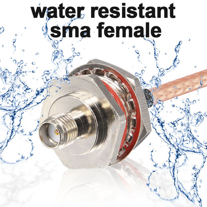 Waterproof SMA Extension Cable SMA Male to SMA Female Bulkhead Mount with O-Ring M16, Low Loss Coaxial Jumper Compatible with Kenwood Yaesu Marine Radio, SDR Dongle, 4G LTE Antenna Pack of 2
