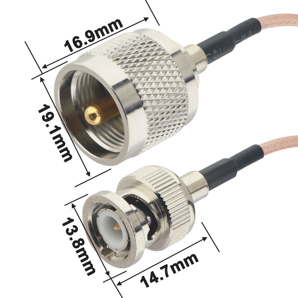 CB Radio Antenna Extension Cable PL-259 UHF Male to BNC Male Plug RG316 Coax Cable for CB Antenna CB Aerial Ham Radio