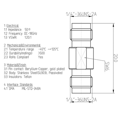onelinkmore Precision SMA Type Adapter SMA Female to SMA Female DC to 18GHZ Test Connector Stainless Steel 50ohm RF Coaxial Adapter