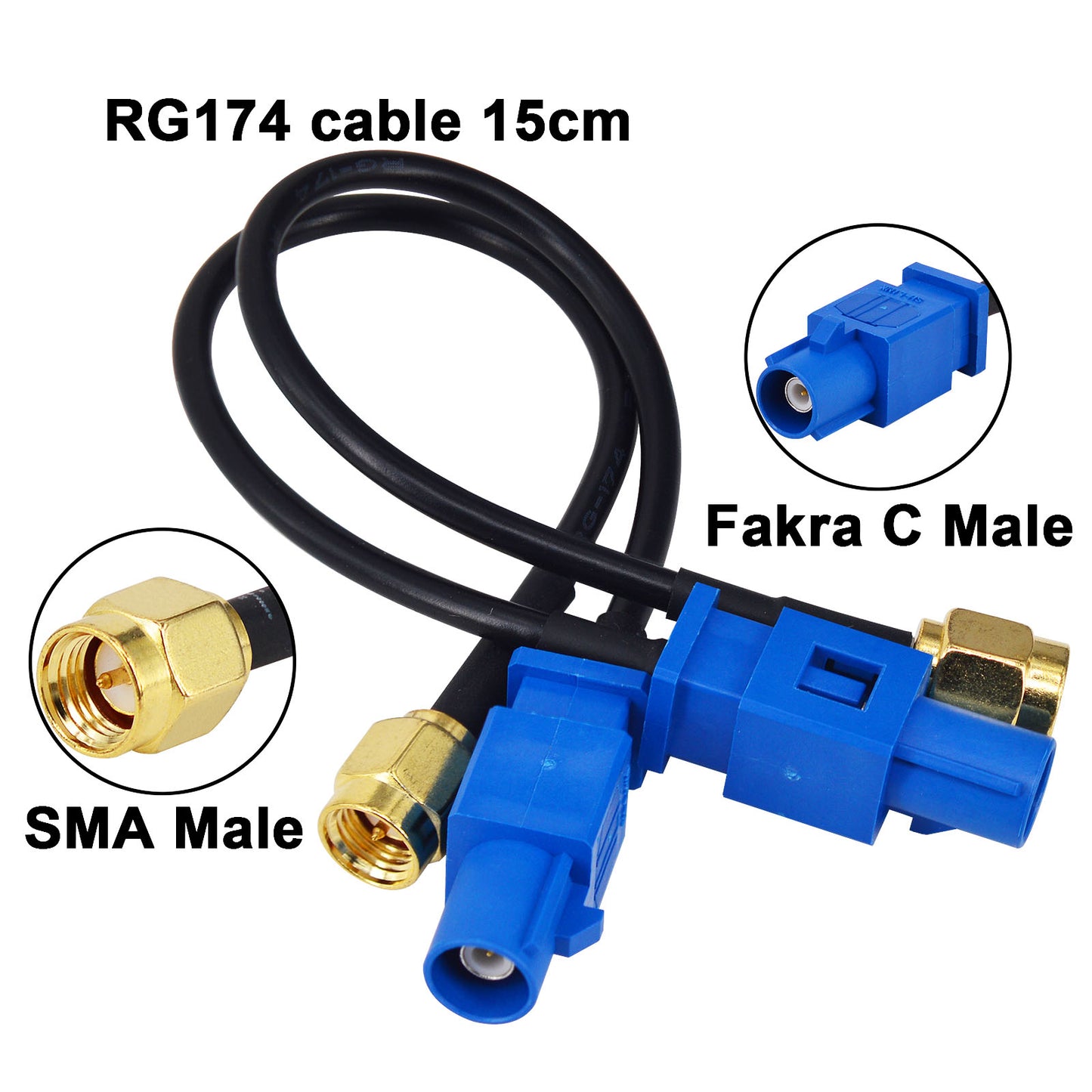 Automotive GPS Antenna Adapter Cable Fakra C Code Male to SMA Male for Aftermarket Vehicle Navigation System Head Unit Pack of 2