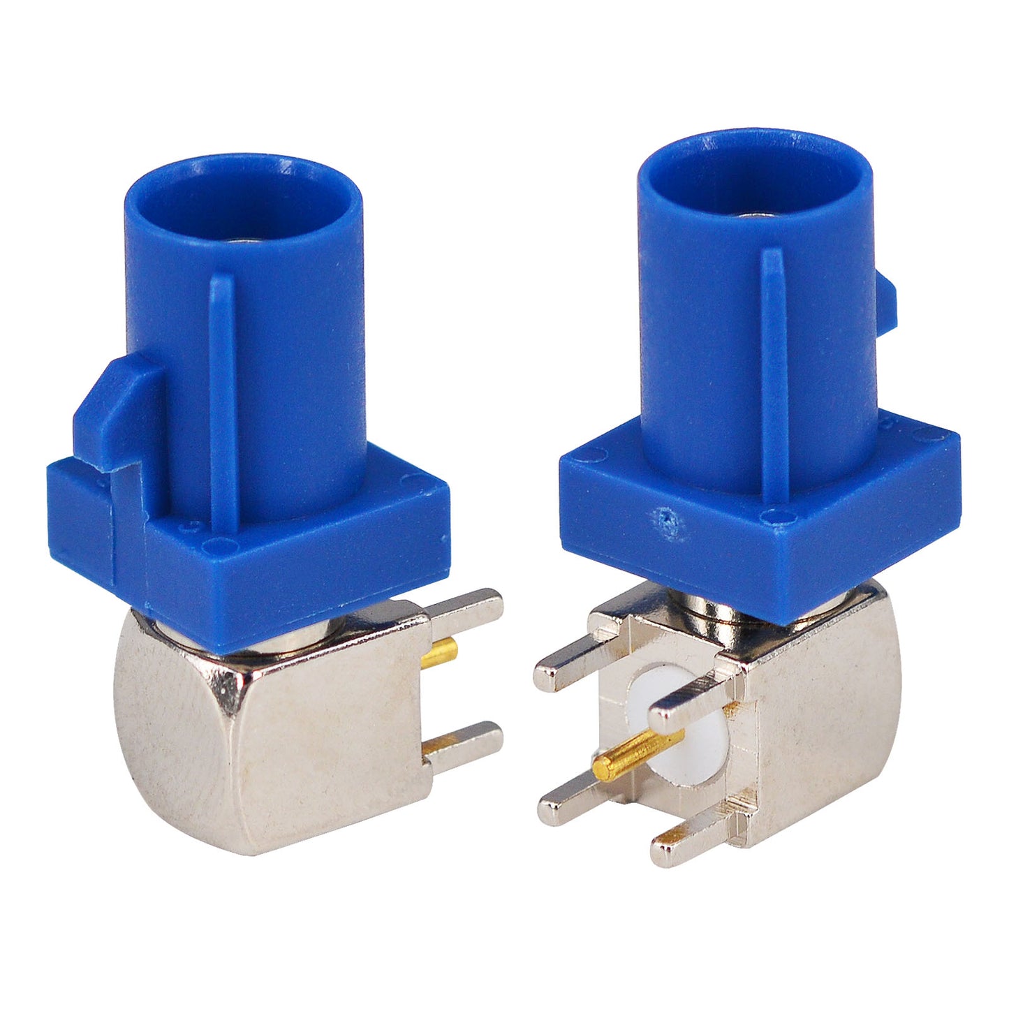 2 Pieces  Fakra Plug Male RF Coaxial Connector Adapter End Launch PCB Mount Right Angle Blue for GPS Telematics or Navigation