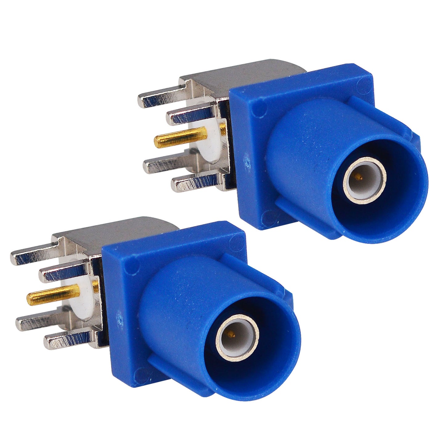 2 Pieces  Fakra Plug Male RF Coaxial Connector Adapter End Launch PCB Mount Right Angle Blue for GPS Telematics or Navigation