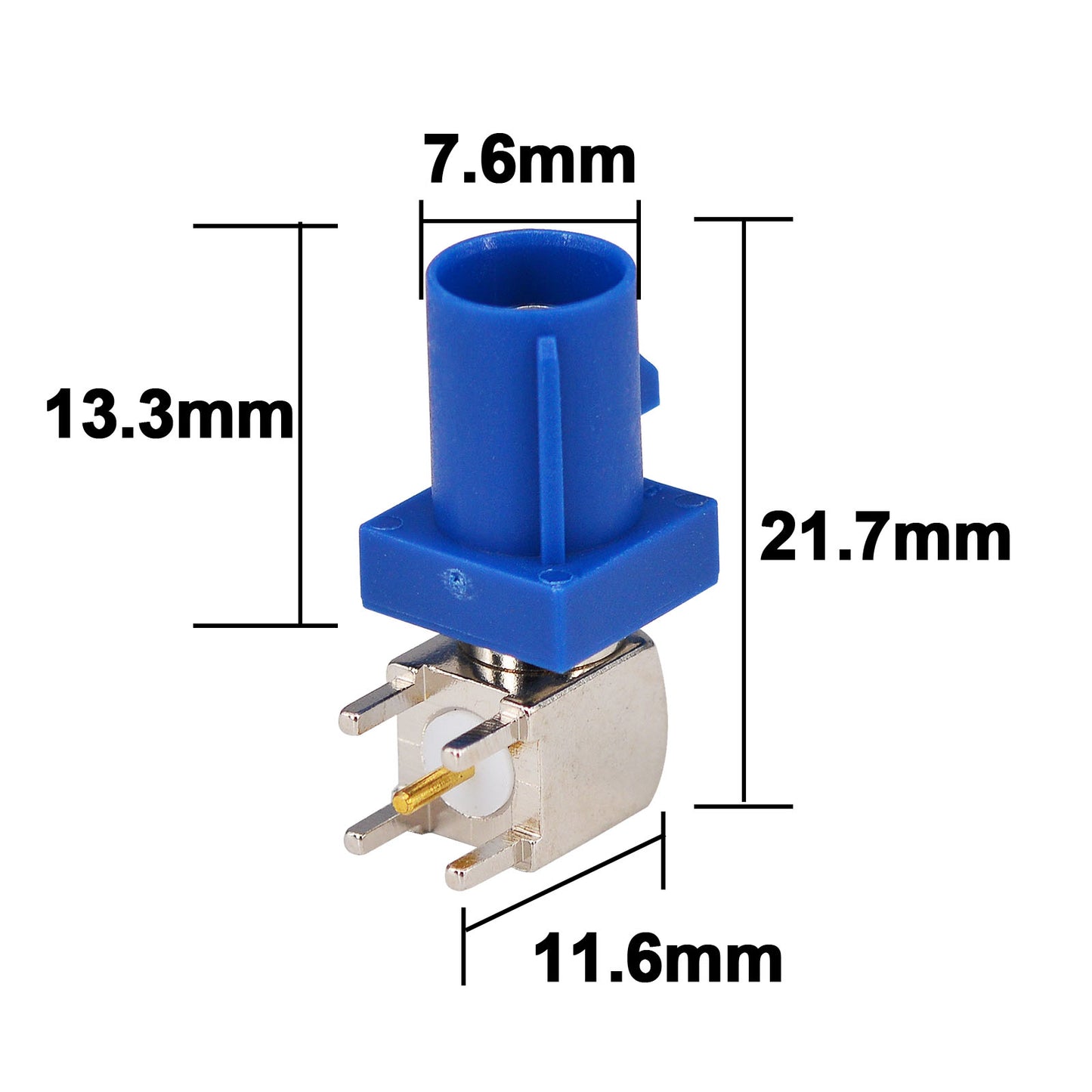 2 Pieces  Fakra Plug Male RF Coaxial Connector Adapter End Launch PCB Mount Right Angle Blue for GPS Telematics or Navigation