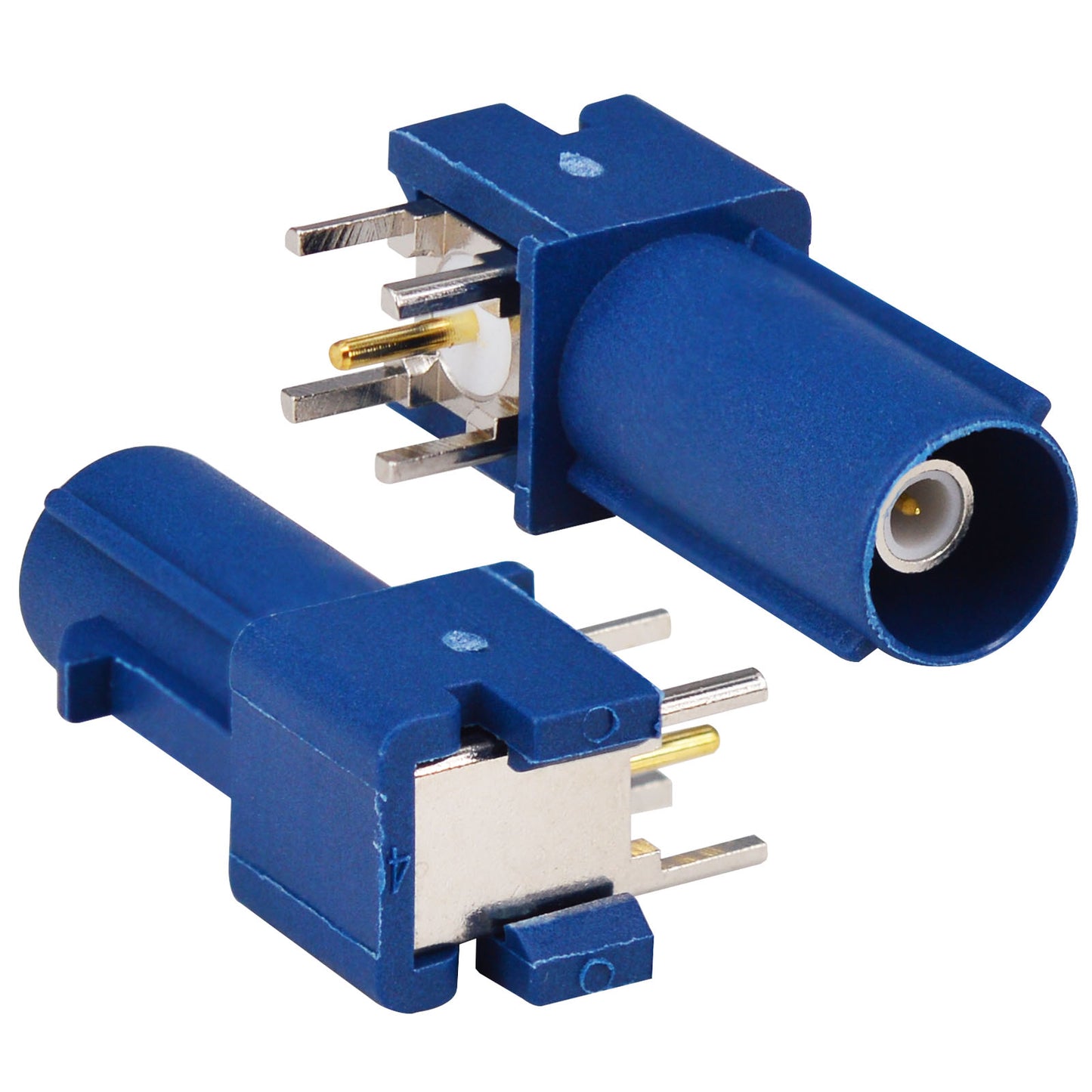 2 Pieces  Fakra Plug Male RF Coaxial Connector Adapter End Launch PCB Mount Right Angle Blue for GPS Telematics or Navigation