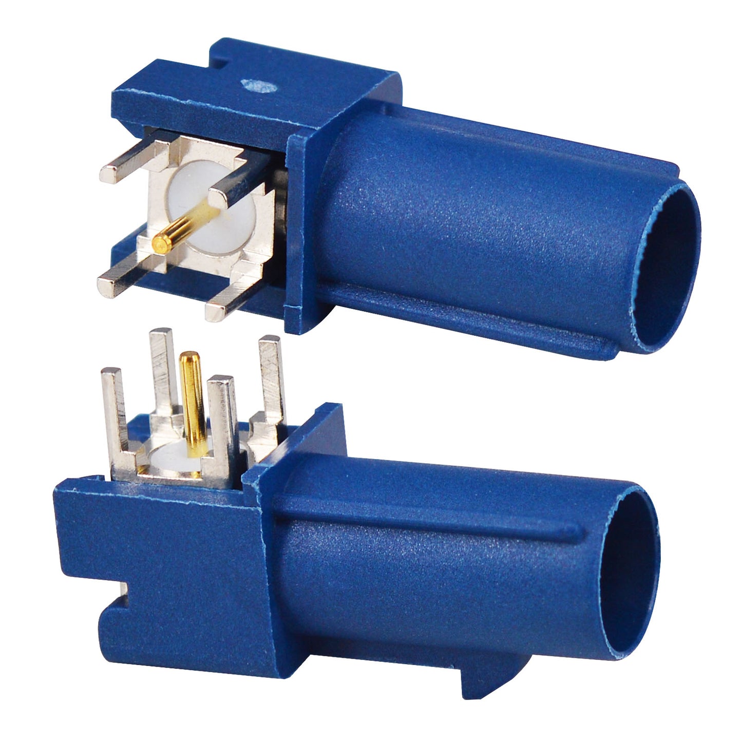 2 Pieces  Fakra Plug Male RF Coaxial Connector Adapter End Launch PCB Mount Right Angle Blue for GPS Telematics or Navigation