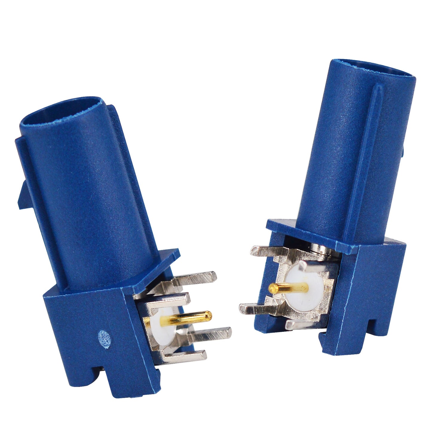 2 Pieces  Fakra Plug Male RF Coaxial Connector Adapter End Launch PCB Mount Right Angle Blue for GPS Telematics or Navigation