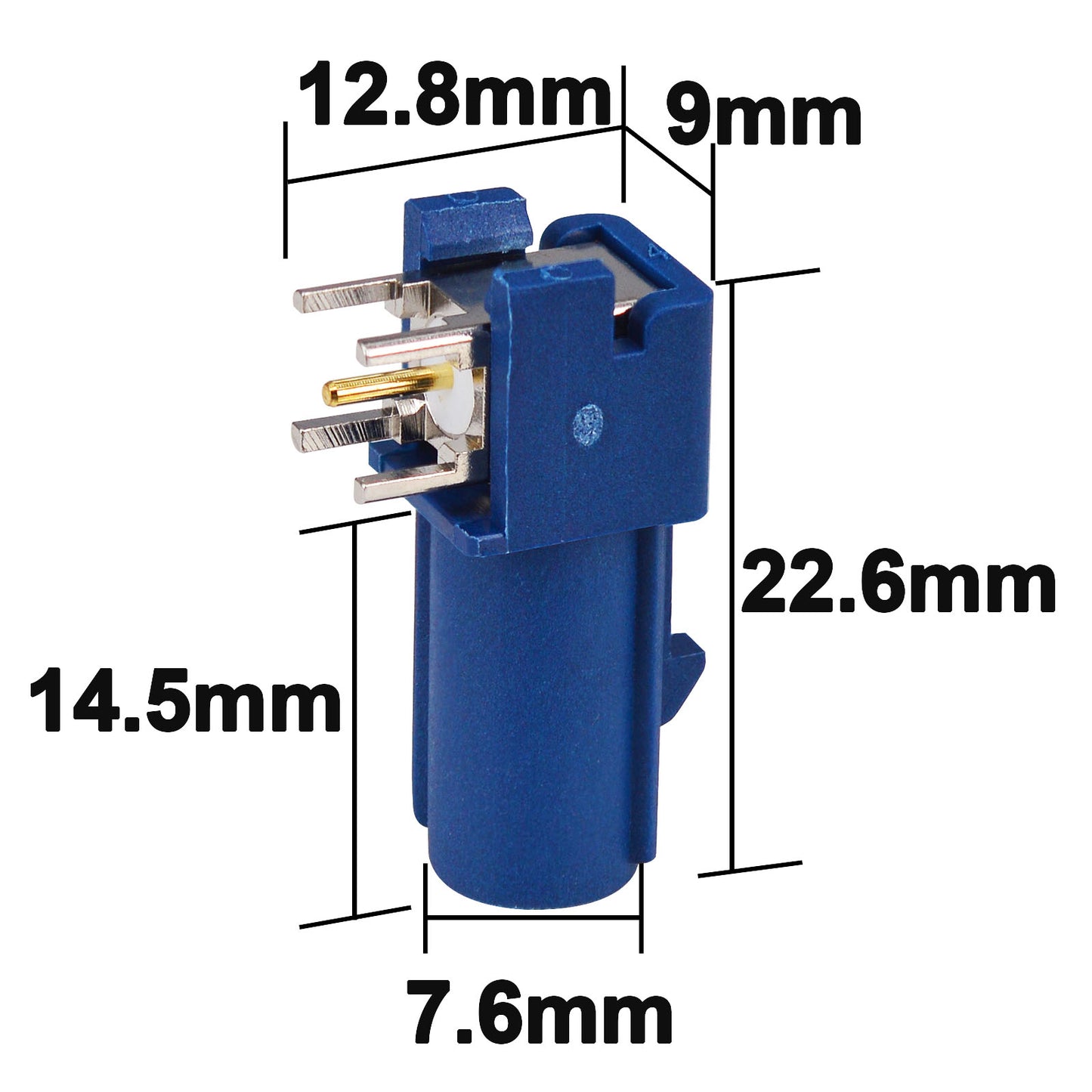 2 Pieces  Fakra Plug Male RF Coaxial Connector Adapter End Launch PCB Mount Right Angle Blue for GPS Telematics or Navigation