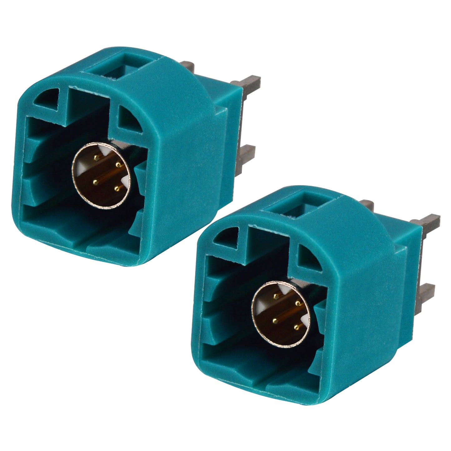 2 Pieces Fakra Z Jack PCB Mount Straight 4 Contact Pin Connector for Blue GPS Telematics or Navigation