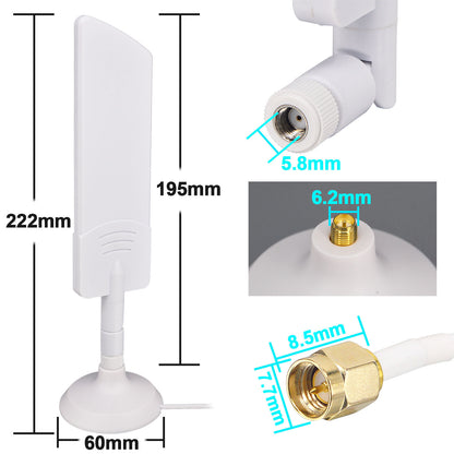 Ultra-wideband 5G Antennas 8dBi 600-6000MHz Outdoor 5G Antenna Omni Aerial Antennas with Magnetic Base SMA Male RG174 5M Cable for PCIE Network Card Router External Antenna Wireless Network Reception