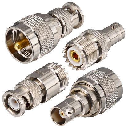 CB Radio Antenna Upgraded Adapter Kit Optimized VSWR BNC to UHF Adapter Male Female 4 Type RF Connector Kit Coax Coaxial BNC UHF Radio Adapter for CB Antenna Radio BNC Antenna Handheld CB Aerial